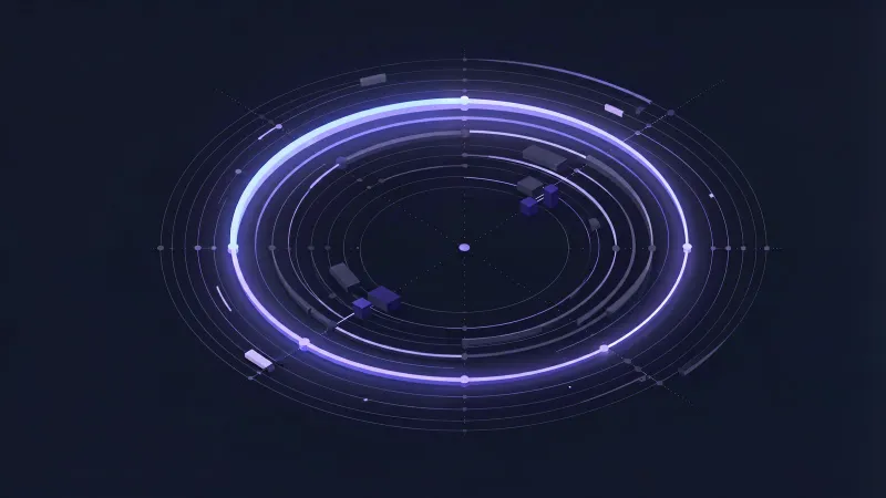 Diagram: on a grid of concentric connection arcs, only a single arc is lit while every other connection stays dim